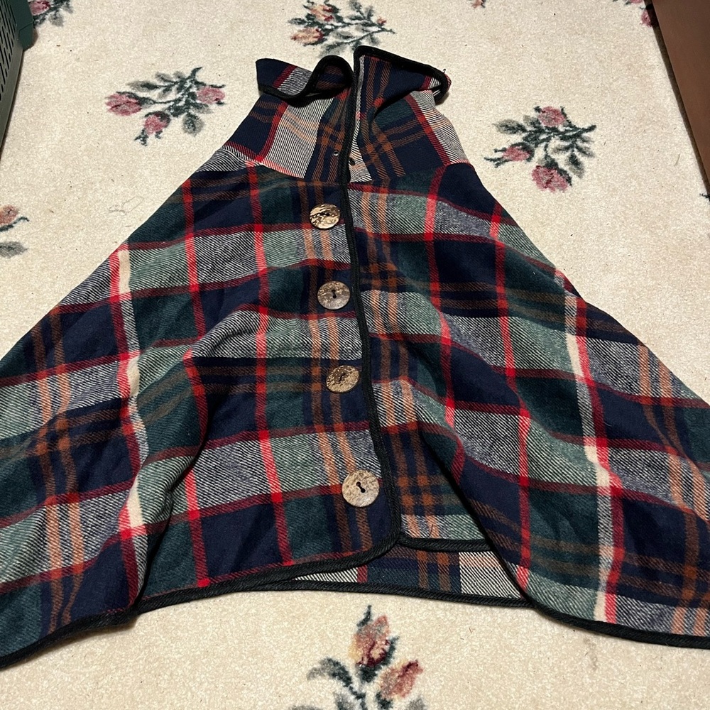 Plaid Button-Up Cape
